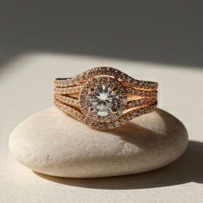 Elegant Rose Gold Halo Diamond Ring