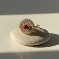 Luxury Gold Ruby Halo Ring