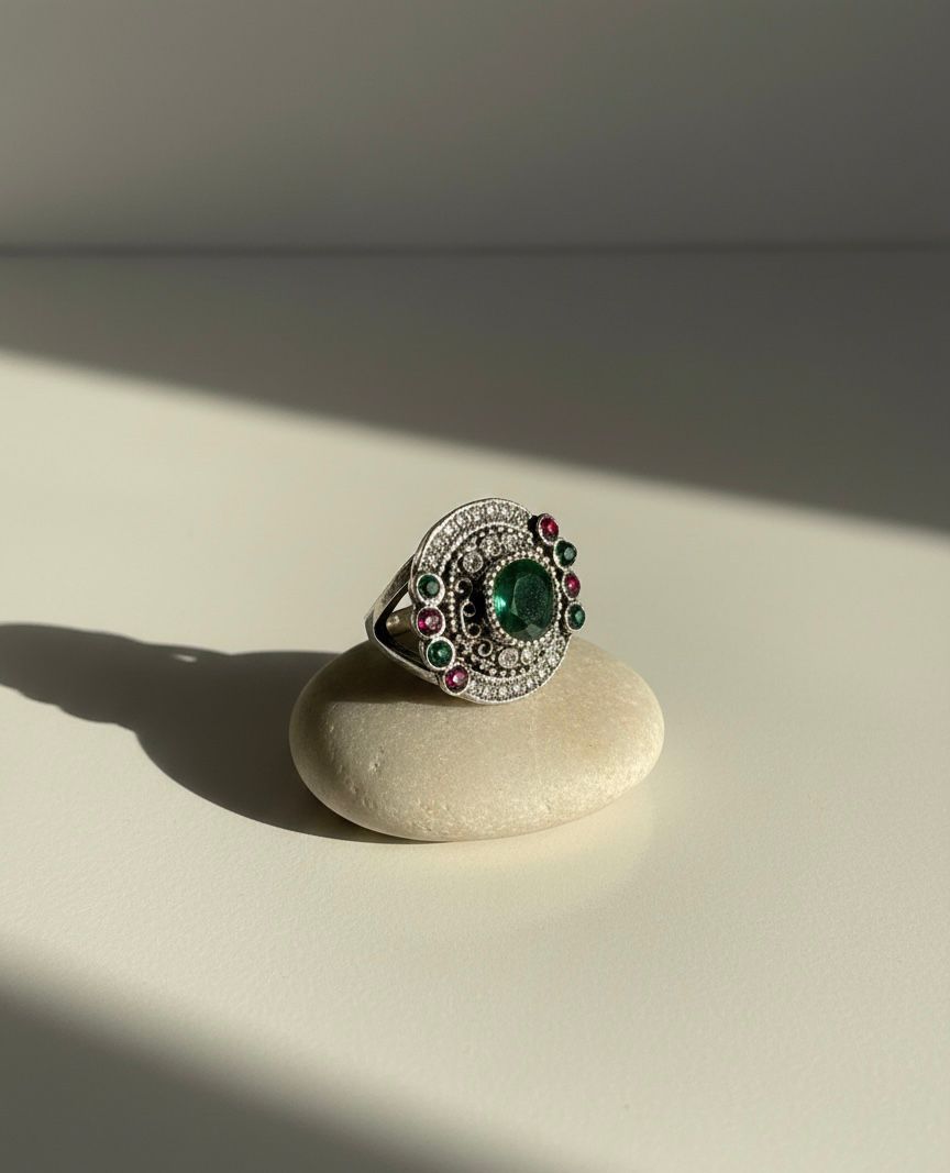 Emerald Center Statement Ring