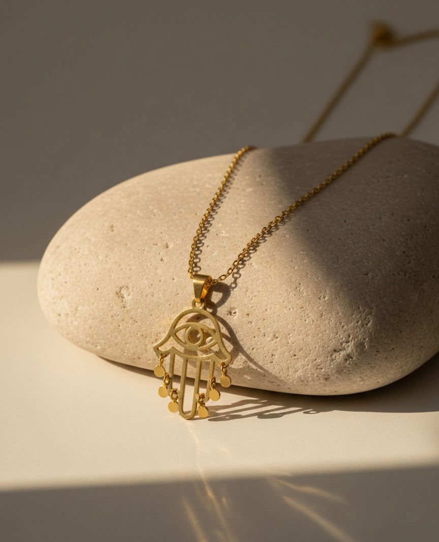 Gold Khamsa Hand Necklace